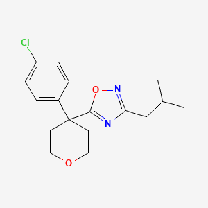 molecular formula C17H21ClN2O2 B7574146 5-[4-(4-Chlorophenyl)oxan-4-yl]-3-(2-methylpropyl)-1,2,4-oxadiazole 