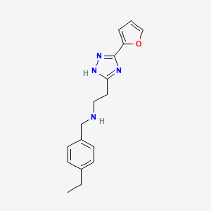 molecular formula C17H20N4O B7574149 N-[(4-ethylphenyl)methyl]-2-[3-(furan-2-yl)-1H-1,2,4-triazol-5-yl]ethanamine 