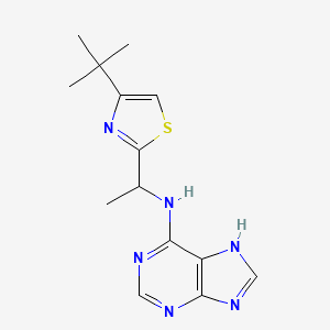 molecular formula C14H18N6S B7574167 N-[1-(4-tert-butyl-1,3-thiazol-2-yl)ethyl]-7H-purin-6-amine 