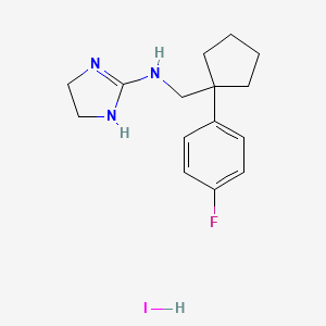 molecular formula C15H21FIN3 B7574174 N-[[1-(4-fluorophenyl)cyclopentyl]methyl]-4,5-dihydro-1H-imidazol-2-amine;hydroiodide 