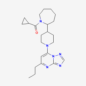 molecular formula C23H34N6O B7574190 Cyclopropyl-[2-[1-(5-propyl-[1,2,4]triazolo[1,5-a]pyrimidin-7-yl)piperidin-4-yl]azepan-1-yl]methanone 