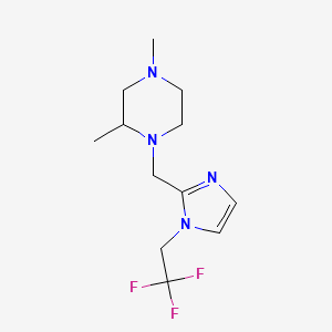 molecular formula C12H19F3N4 B7574220 2,4-Dimethyl-1-[[1-(2,2,2-trifluoroethyl)imidazol-2-yl]methyl]piperazine 