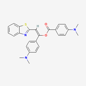molecular formula C26H25N3O2S B7574253 [(E)-2-(1,3-benzothiazol-2-yl)-1-[4-(dimethylamino)phenyl]ethenyl] 4-(dimethylamino)benzoate 