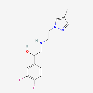 molecular formula C14H17F2N3O B7574266 1-(3,4-Difluorophenyl)-2-[2-(4-methylpyrazol-1-yl)ethylamino]ethanol 