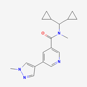 molecular formula C18H22N4O B7574270 N-(dicyclopropylmethyl)-N-methyl-5-(1-methylpyrazol-4-yl)pyridine-3-carboxamide 