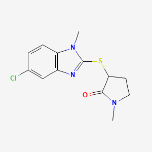 molecular formula C13H14ClN3OS B7574279 3-(5-Chloro-1-methylbenzimidazol-2-yl)sulfanyl-1-methylpyrrolidin-2-one 
