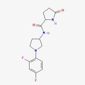 molecular formula C15H17F2N3O2 B7574293 N-[1-(2,4-difluorophenyl)pyrrolidin-3-yl]-5-oxopyrrolidine-2-carboxamide 