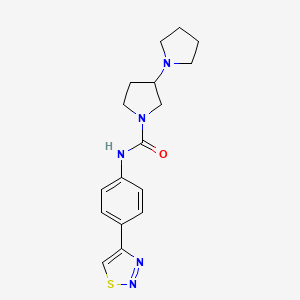 molecular formula C17H21N5OS B7574308 3-pyrrolidin-1-yl-N-[4-(thiadiazol-4-yl)phenyl]pyrrolidine-1-carboxamide 