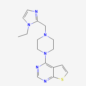 molecular formula C16H20N6S B7574327 4-[4-[(1-Ethylimidazol-2-yl)methyl]piperazin-1-yl]thieno[2,3-d]pyrimidine 