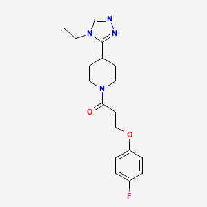 molecular formula C18H23FN4O2 B7574330 1-[4-(4-Ethyl-1,2,4-triazol-3-yl)piperidin-1-yl]-3-(4-fluorophenoxy)propan-1-one 