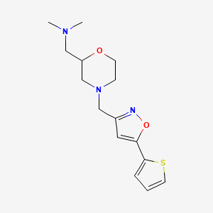 molecular formula C15H21N3O2S B7574345 N,N-dimethyl-1-[4-[(5-thiophen-2-yl-1,2-oxazol-3-yl)methyl]morpholin-2-yl]methanamine 