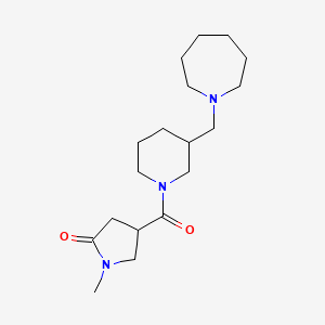 molecular formula C18H31N3O2 B7574353 4-[3-(Azepan-1-ylmethyl)piperidine-1-carbonyl]-1-methylpyrrolidin-2-one 