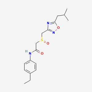 molecular formula C17H23N3O3S B7574367 N-(4-ethylphenyl)-2-[[5-(2-methylpropyl)-1,2,4-oxadiazol-3-yl]methylsulfinyl]acetamide 