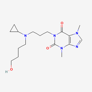 molecular formula C17H27N5O3 B7574395 1-[3-[Cyclopropyl(4-hydroxybutyl)amino]propyl]-3,7-dimethylpurine-2,6-dione 