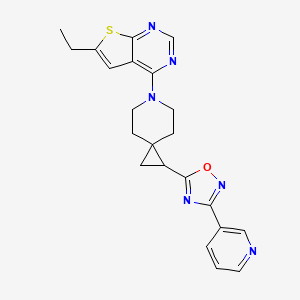 molecular formula C22H22N6OS B7574402 5-[6-(6-Ethylthieno[2,3-d]pyrimidin-4-yl)-6-azaspiro[2.5]octan-2-yl]-3-pyridin-3-yl-1,2,4-oxadiazole 