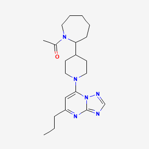 molecular formula C21H32N6O B7574407 1-[2-[1-(5-Propyl-[1,2,4]triazolo[1,5-a]pyrimidin-7-yl)piperidin-4-yl]azepan-1-yl]ethanone 