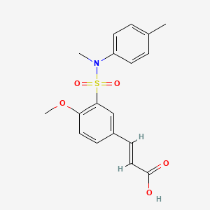 molecular formula C18H19NO5S B7574426 (E)-3-[4-methoxy-3-[methyl-(4-methylphenyl)sulfamoyl]phenyl]prop-2-enoic acid 