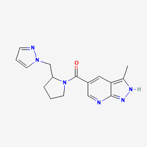 molecular formula C16H18N6O B7574431 (3-methyl-2H-pyrazolo[3,4-b]pyridin-5-yl)-[2-(pyrazol-1-ylmethyl)pyrrolidin-1-yl]methanone 