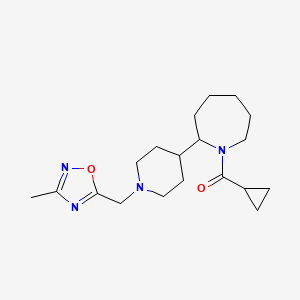 molecular formula C19H30N4O2 B7574444 Cyclopropyl-[2-[1-[(3-methyl-1,2,4-oxadiazol-5-yl)methyl]piperidin-4-yl]azepan-1-yl]methanone 