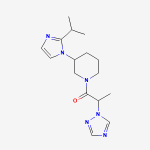 molecular formula C16H24N6O B7574454 1-[3-(2-Propan-2-ylimidazol-1-yl)piperidin-1-yl]-2-(1,2,4-triazol-1-yl)propan-1-one 