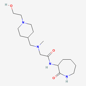 molecular formula C17H32N4O3 B7574470 2-[[1-(2-hydroxyethyl)piperidin-4-yl]methyl-methylamino]-N-(2-oxoazepan-3-yl)acetamide 