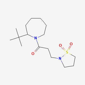 molecular formula C16H30N2O3S B7574474 1-(2-Tert-butylazepan-1-yl)-3-(1,1-dioxo-1,2-thiazolidin-2-yl)propan-1-one 