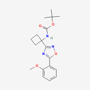 molecular formula C18H23N3O4 B7574483 tert-butyl N-[1-[5-(2-methoxyphenyl)-1,2,4-oxadiazol-3-yl]cyclobutyl]carbamate 