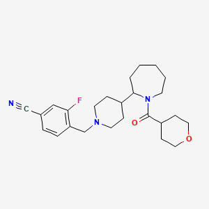 3-Fluoro-4-[[4-[1-(oxane-4-carbonyl)azepan-2-yl]piperidin-1-yl]methyl]benzonitrile