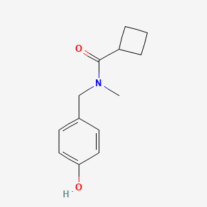molecular formula C13H17NO2 B7574632 N-[(4-hydroxyphenyl)methyl]-N-methylcyclobutanecarboxamide 