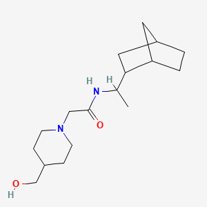 molecular formula C17H30N2O2 B7574668 N-[1-(2-bicyclo[2.2.1]heptanyl)ethyl]-2-[4-(hydroxymethyl)piperidin-1-yl]acetamide 