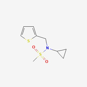 molecular formula C9H13NO2S2 B7574746 N-cyclopropyl-N-[(thiophen-2-yl)methyl]methanesulfonamide 