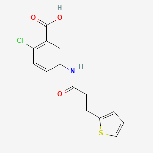 molecular formula C14H12ClNO3S B7574773 2-Chloro-5-(3-thiophen-2-ylpropanoylamino)benzoic acid 