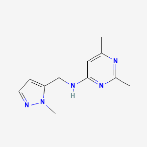 molecular formula C11H15N5 B7574787 2,6-dimethyl-N-[(2-methylpyrazol-3-yl)methyl]pyrimidin-4-amine 
