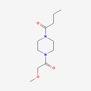 molecular formula C11H20N2O3 B7574833 1-[4-(2-Methoxyacetyl)piperazin-1-yl]butan-1-one 