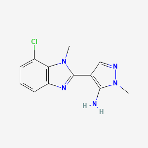 molecular formula C12H12ClN5 B7574870 4-(7-Chloro-1-methylbenzimidazol-2-yl)-2-methylpyrazol-3-amine 