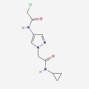 molecular formula C10H13ClN4O2 B7574900 2-[4-[(2-chloroacetyl)amino]pyrazol-1-yl]-N-cyclopropylacetamide 