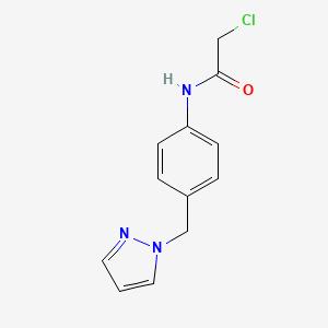 molecular formula C12H12ClN3O B7574902 2-chloro-N-[4-(pyrazol-1-ylmethyl)phenyl]acetamide 