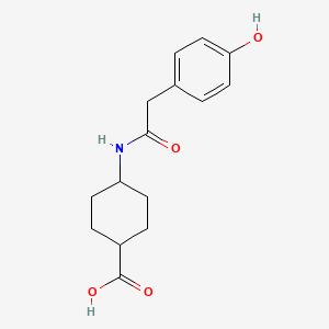 molecular formula C15H19NO4 B7574913 4-[[2-(4-Hydroxyphenyl)acetyl]amino]cyclohexane-1-carboxylic acid 
