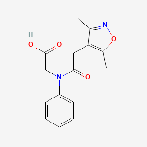 molecular formula C15H16N2O4 B7574956 2-(N-[2-(3,5-dimethyl-1,2-oxazol-4-yl)acetyl]anilino)acetic acid 