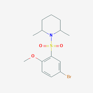 molecular formula C14H20BrNO3S B7574969 1-(5-Bromo-2-methoxybenzenesulfonyl)-2,6-dimethylpiperidine 