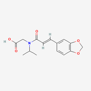 molecular formula C15H17NO5 B7574981 2-[[(E)-3-(1,3-benzodioxol-5-yl)prop-2-enoyl]-propan-2-ylamino]acetic acid 