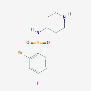 molecular formula C11H14BrFN2O2S B7574983 2-bromo-4-fluoro-N-piperidin-4-ylbenzenesulfonamide 