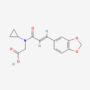 molecular formula C15H15NO5 B7575026 2-[[(E)-3-(1,3-benzodioxol-5-yl)prop-2-enoyl]-cyclopropylamino]acetic acid 