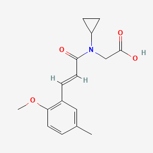 molecular formula C16H19NO4 B7575042 2-[cyclopropyl-[(E)-3-(2-methoxy-5-methylphenyl)prop-2-enoyl]amino]acetic acid 
