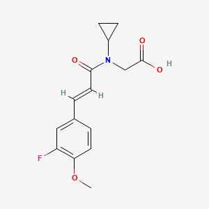 molecular formula C15H16FNO4 B7575062 2-[cyclopropyl-[(E)-3-(3-fluoro-4-methoxyphenyl)prop-2-enoyl]amino]acetic acid 