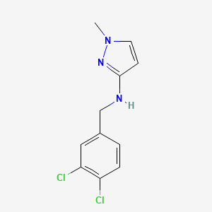 molecular formula C11H11Cl2N3 B7575063 N-[(3,4-dichlorophenyl)methyl]-1-methylpyrazol-3-amine 