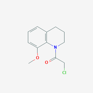 molecular formula C12H14ClNO2 B7575066 2-chloro-1-(8-methoxy-3,4-dihydro-2H-quinolin-1-yl)ethanone 