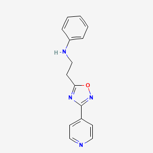 molecular formula C15H14N4O B7575071 N-[2-(3-pyridin-4-yl-1,2,4-oxadiazol-5-yl)ethyl]aniline 