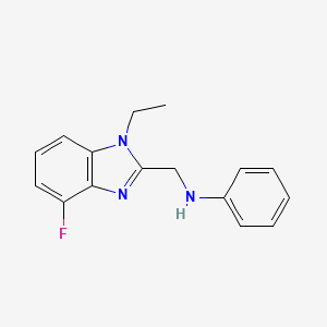 molecular formula C16H16FN3 B7575080 N-[(1-ethyl-4-fluorobenzimidazol-2-yl)methyl]aniline 