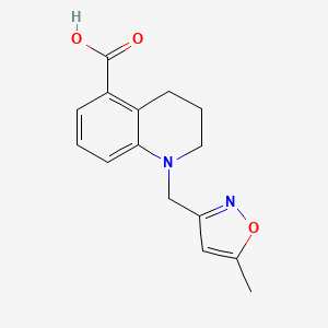 molecular formula C15H16N2O3 B7575159 1-[(5-methyl-1,2-oxazol-3-yl)methyl]-3,4-dihydro-2H-quinoline-5-carboxylic acid 